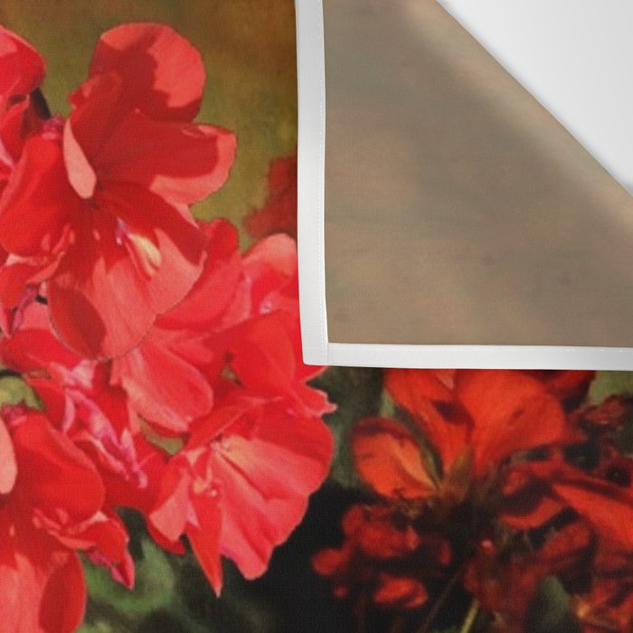 Decorative Red Geraniums  Floral Still Life Art Wall Tapestry Gallery Image 3
