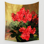 Decorative Red Geraniums  Floral Still Life Art Wall Tapestry Gallery Image 4