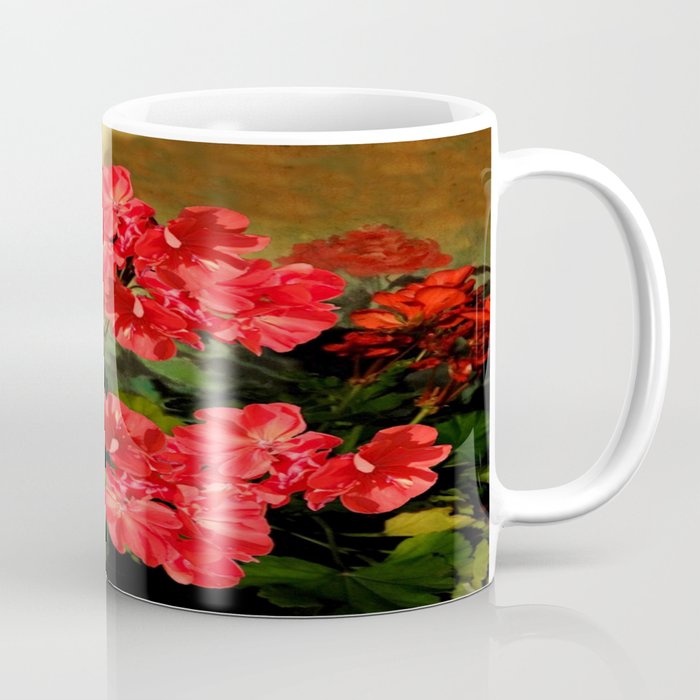 Decorative Red Geraniums  Floral Still Life Art Coffee Mug Gallery Image 1