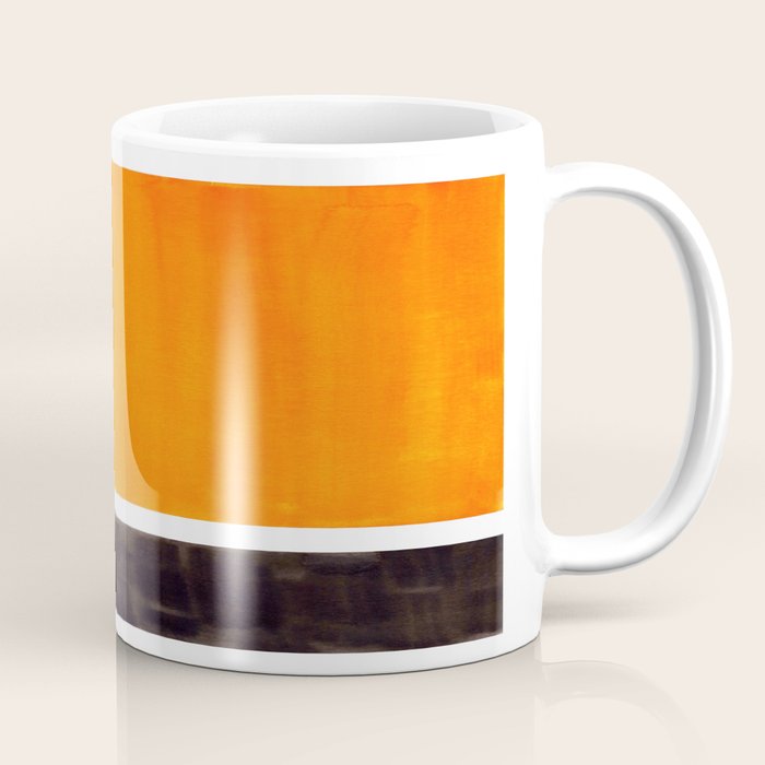 Minimalist Mid Century Modern Color Block Pop Art Rothko Inspired Golden Yellow Black Squares Coffee Mug Gallery Image 1