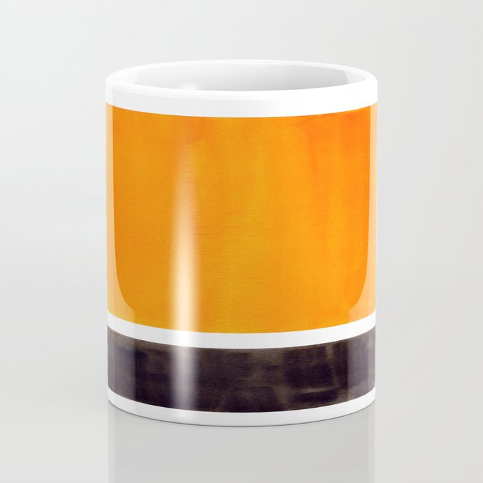 Minimalist Mid Century Modern Color Block Pop Art Rothko Inspired Golden Yellow Black Squares Coffee Mug Gallery Image 4