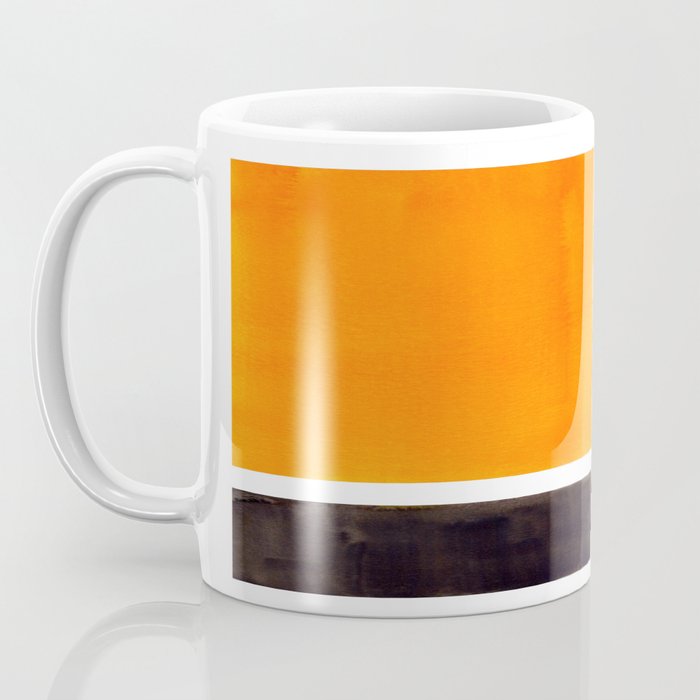 Minimalist Mid Century Modern Color Block Pop Art Rothko Inspired Golden Yellow Black Squares Coffee Mug Gallery Image 3
