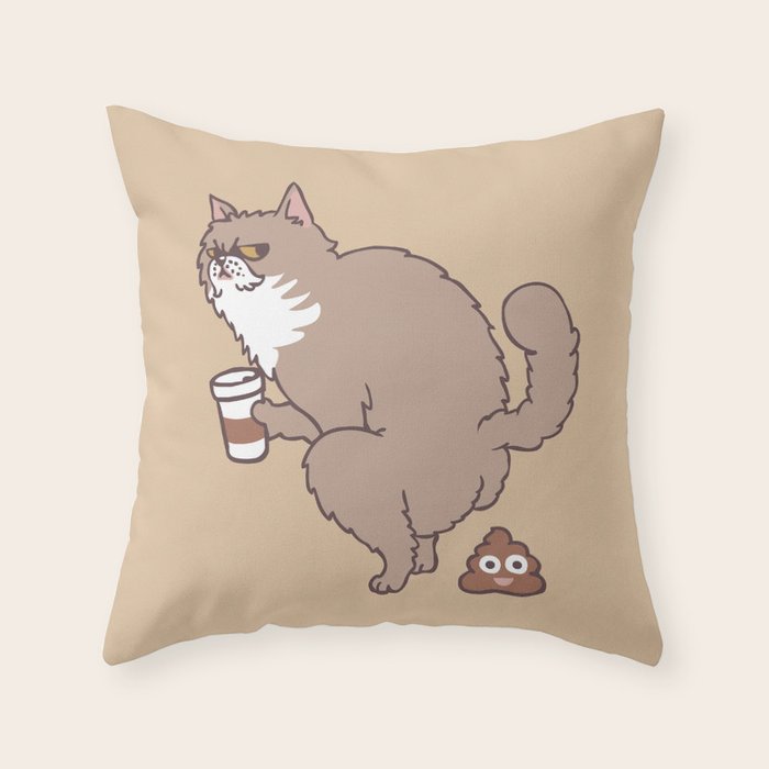Coffee Makes Cat Poop Throw Pillow Gallery Image 1