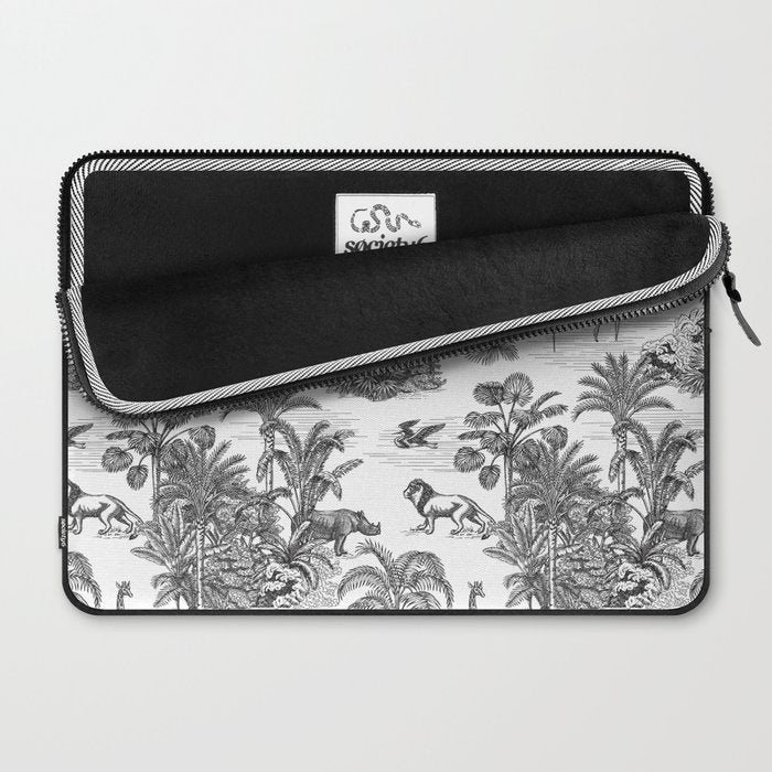 Tropical Toile de Jouy Exotic Safari Lion & Giraffe Laptop Sleeve Gallery Image 2