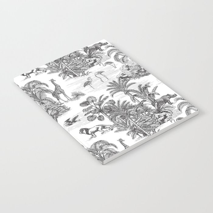Tropical Toile de Jouy Exotic Safari Lion & Giraffe Notebook Gallery Image 1