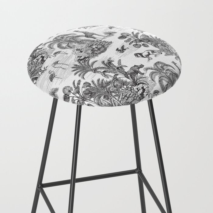 Tropical Toile de Jouy Exotic Safari Lion & Giraffe Stool Gallery Image 2
