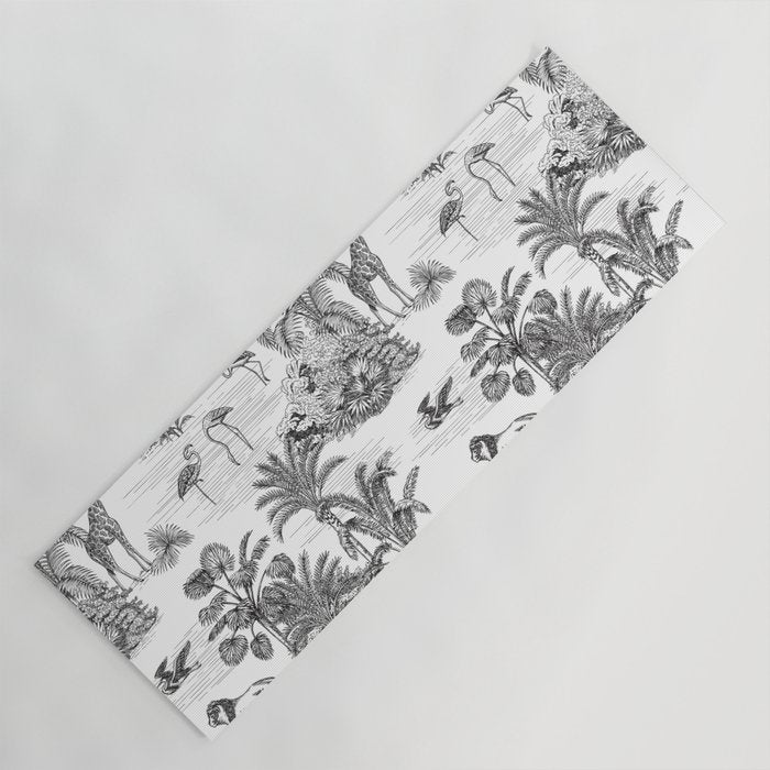 Tropical Toile de Jouy Exotic Safari Lion & Giraffe Yoga Mat Gallery Image 1