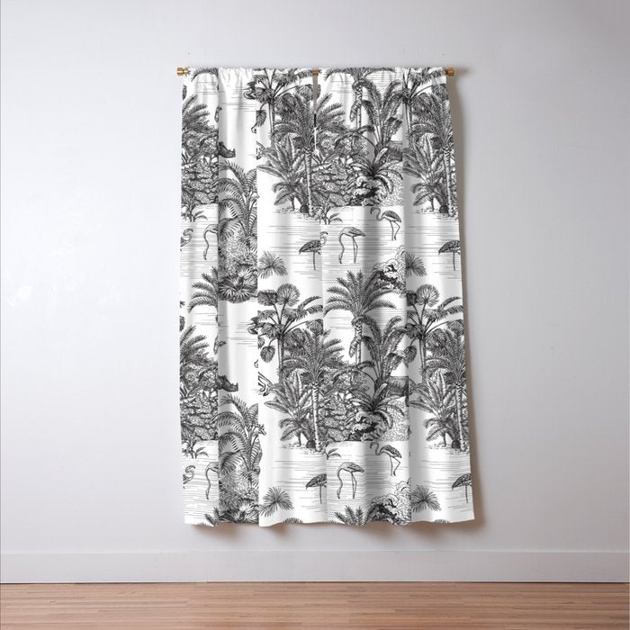 Tropical Toile de Jouy Exotic Safari Lion & Giraffe Window Curtain Gallery Image 3