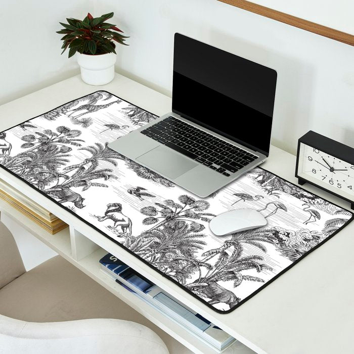 Tropical Toile de Jouy Exotic Safari Lion & Giraffe Desk Mat Gallery Image 2
