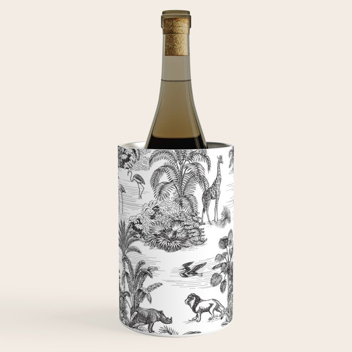 Tropical Toile de Jouy Exotic Safari Lion & Giraffe Wine Chiller Gallery Image 1