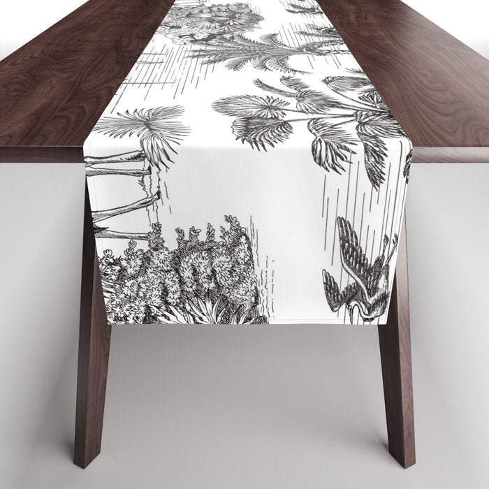 Tropical Toile de Jouy Exotic Safari Lion & Giraffe Table Runner Gallery Image 1