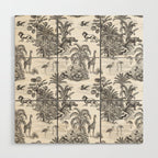 Tropical Toile de Jouy Exotic Safari Lion & Giraffe Wood Wall Art Gallery Image 1