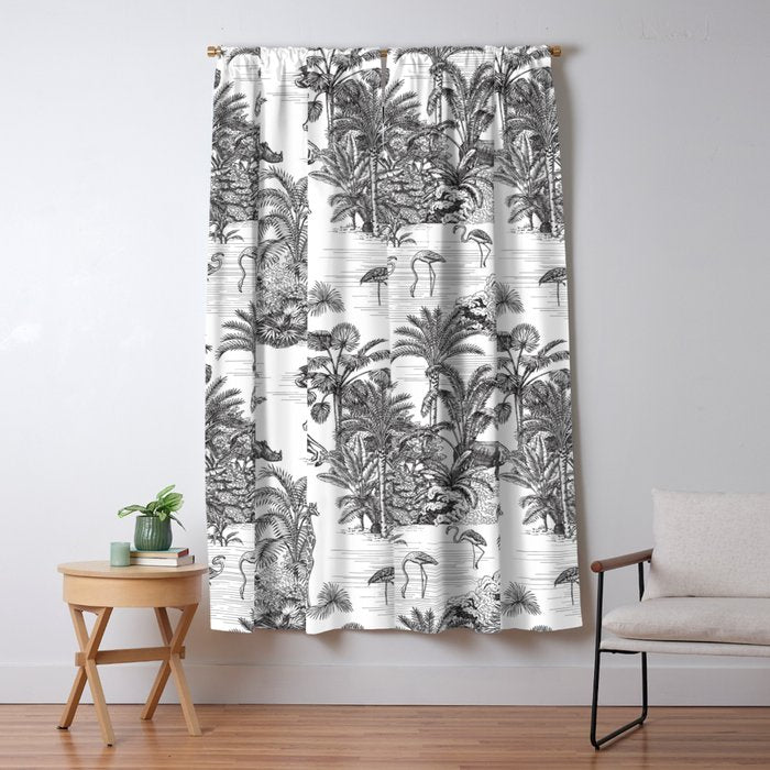 Tropical Toile de Jouy Exotic Safari Lion & Giraffe Window Curtain Gallery Image 5
