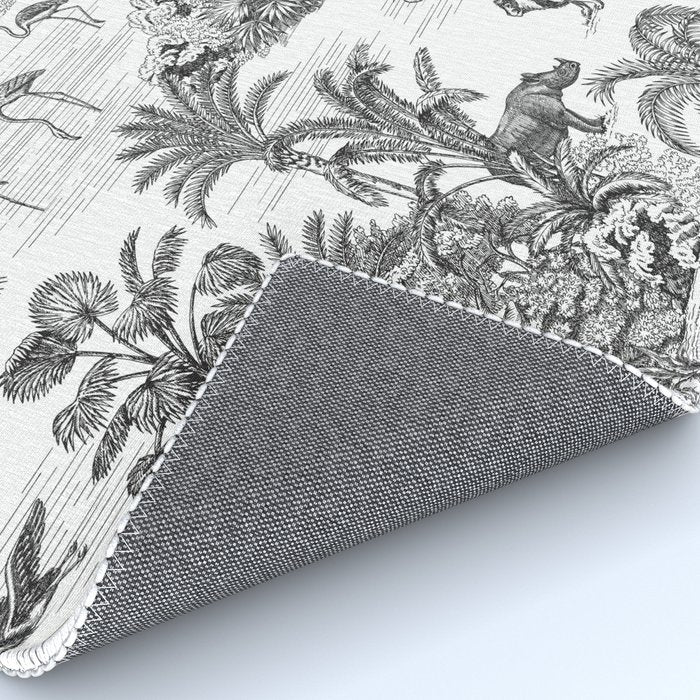 Tropical Toile de Jouy Exotic Safari Lion & Giraffe Rug Gallery Image 4