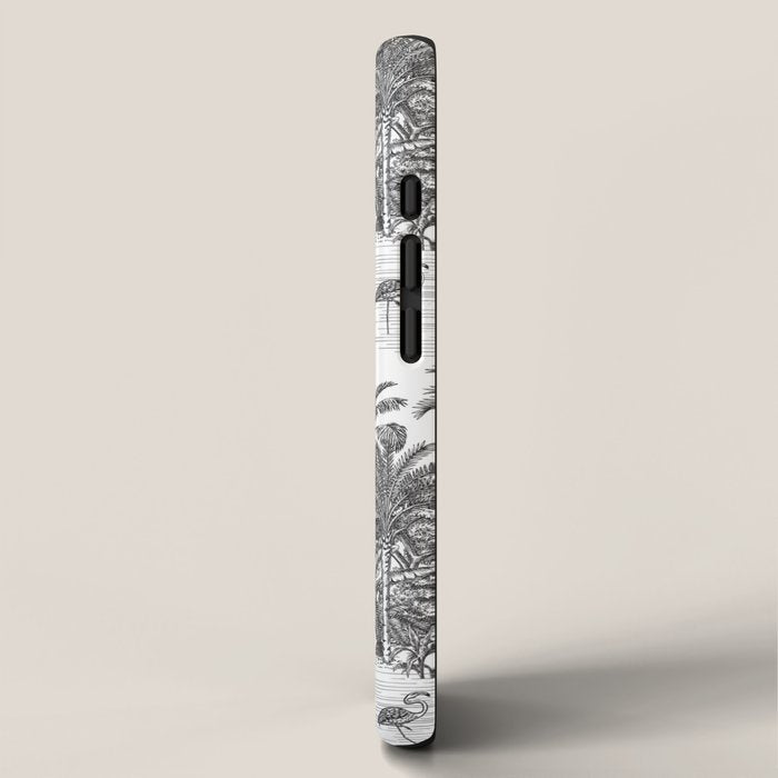 Tropical Toile de Jouy Exotic Safari Lion & Giraffe iPhone Case Gallery Image 2