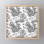 Tropical Toile de Jouy Exotic Safari Lion & Giraffe Mini Art Print Gallery Image 1