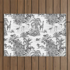 Tropical Toile de Jouy Exotic Safari Lion & Giraffe Outdoor Rug Gallery Image 1