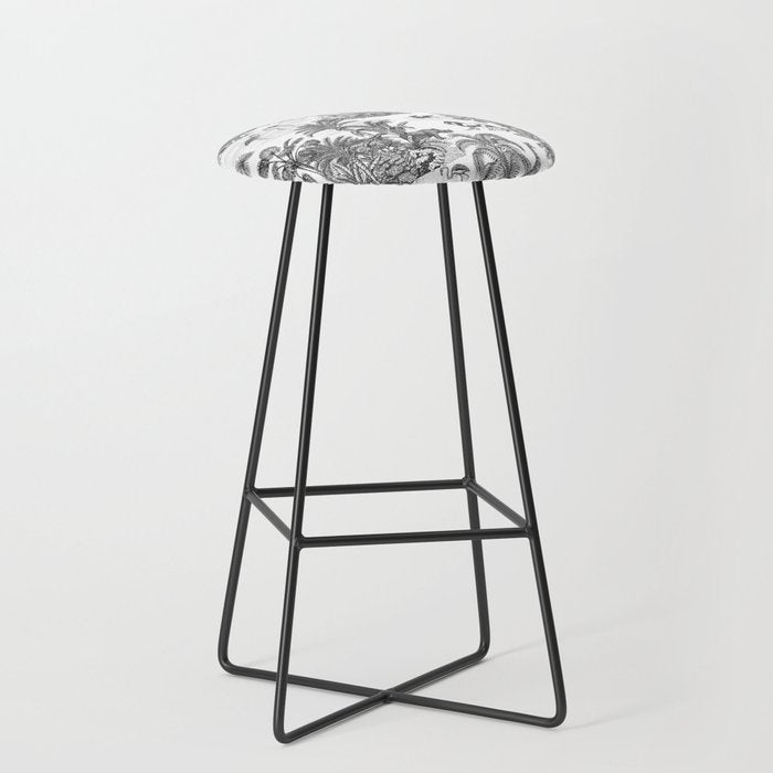 Tropical Toile de Jouy Exotic Safari Lion & Giraffe Stool Gallery Image 1