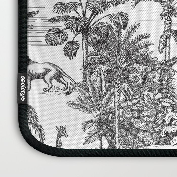 Tropical Toile de Jouy Exotic Safari Lion & Giraffe Laptop Sleeve Gallery Image 3
