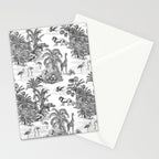 Tropical Toile de Jouy Exotic Safari Lion & Giraffe Stationery Card Gallery Image 2