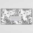 Tropical Toile de Jouy Exotic Safari Lion & Giraffe Desk Mat Gallery Image 1