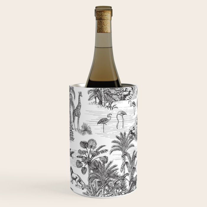 Tropical Toile de Jouy Exotic Safari Lion & Giraffe Wine Chiller Gallery Image 3