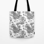 Tropical Toile de Jouy Exotic Safari Lion & Giraffe Tote Bag Gallery Image 1