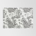 Tropical Toile de Jouy Exotic Safari Lion & Giraffe Rug Gallery Image 2