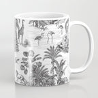 Tropical Toile de Jouy Exotic Safari Lion & Giraffe Coffee Mug Gallery Image 1
