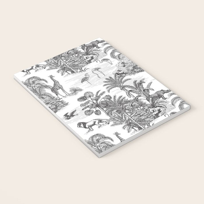 Tropical Toile de Jouy Exotic Safari Lion & Giraffe Notebook Gallery Image 3