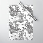 Tropical Toile de Jouy Exotic Safari Lion & Giraffe Wrapping Paper Gallery Image 1