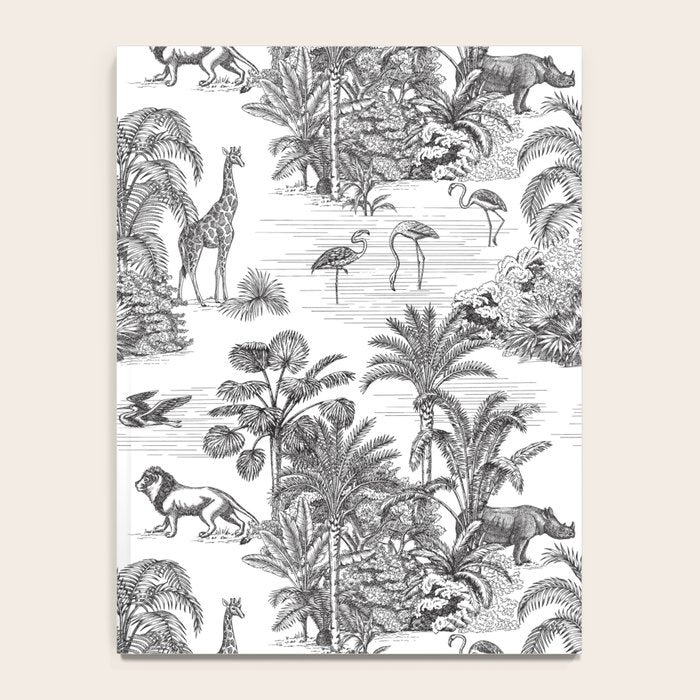 Tropical Toile de Jouy Exotic Safari Lion & Giraffe Notebook Gallery Image 4