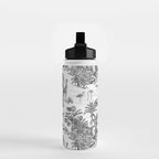 Tropical Toile de Jouy Exotic Safari Lion & Giraffe Water Bottle Gallery Image 2