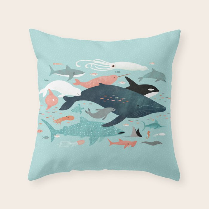 Under the Sea Menagerie Throw Pillow Gallery Image 1