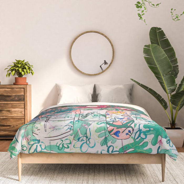 Cockatoo Vase - Bouquet of Flowers on Coral and Jungle Comforter Gallery Image 3