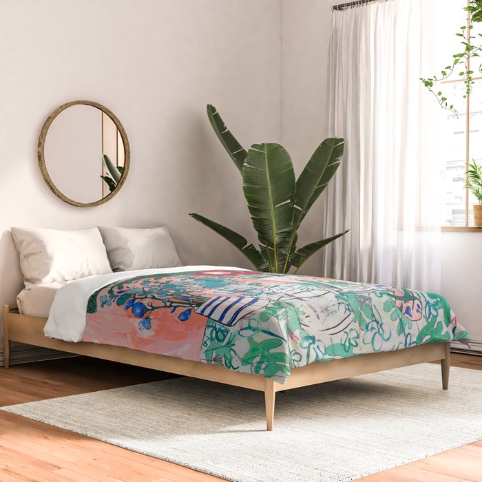Cockatoo Vase - Bouquet of Flowers on Coral and Jungle Comforter Gallery Image 2