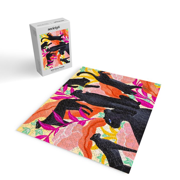 Black Panthers in Exotic Garden Jigsaw Puzzle Gallery Image 2