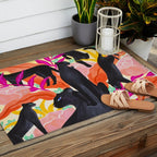 Black Panthers in Exotic Garden Outdoor Rug Gallery Image 2