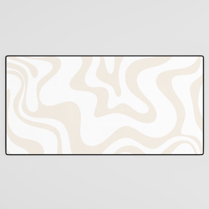 Liquid Swirl Abstract Pattern in Pale Beige and White Desk Mat Gallery Image 3