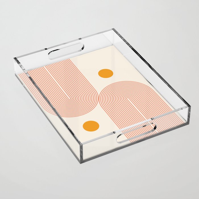 Abstraction_SUN_DOUBLE_LINE_POP_ART_Minimalism_001C Acrylic Tray Gallery Image 1