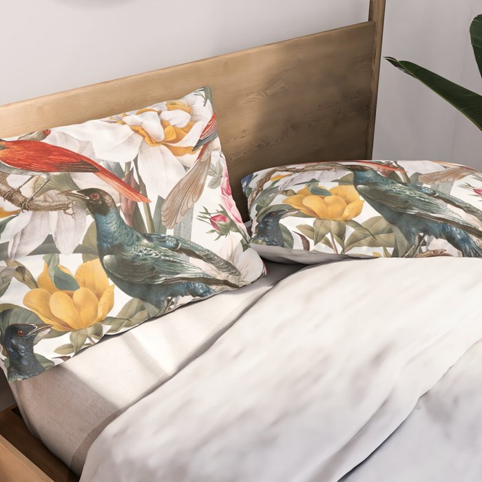 Floral and Birds XXXV Pillow Sham Gallery Image 2