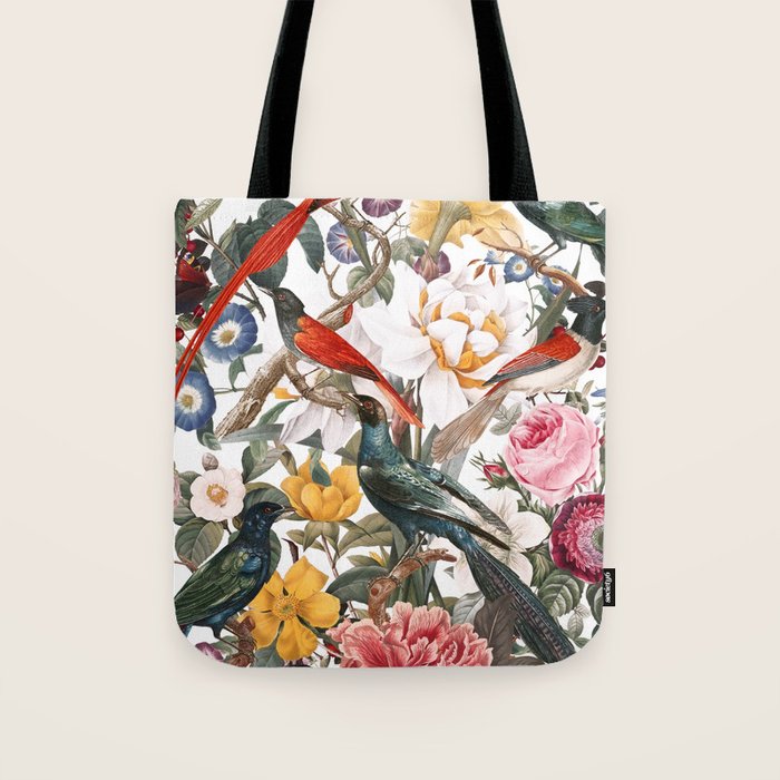 Floral and Birds XXXV Tote Bag Gallery Image 1