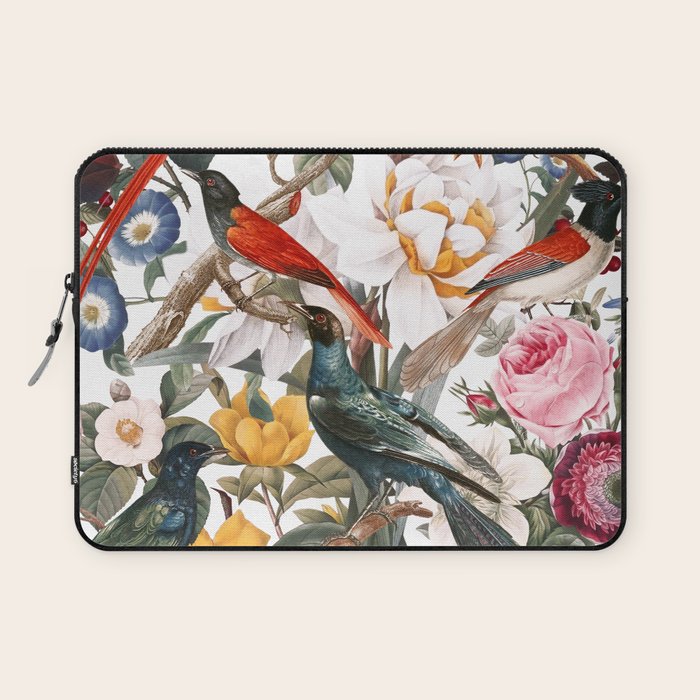 Floral and Birds XXXV Laptop Sleeve Gallery Image 1