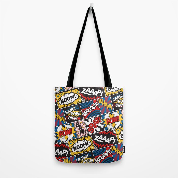 Modern Comic Book Superhero Pattern Color Colour Cartoon Lichtenstein Pop Art Tote Bag Gallery Image 2