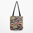 Modern Comic Book Superhero Pattern Color Colour Cartoon Lichtenstein Pop Art Tote Bag Gallery Image 2
