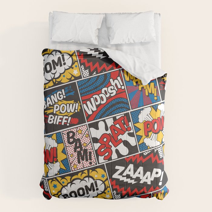 Modern Comic Book Superhero Pattern Color Colour Cartoon Lichtenstein Pop Art Comforter Gallery Image 6