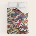 Modern Comic Book Superhero Pattern Color Colour Cartoon Lichtenstein Pop Art Duvet Cover Gallery Image 6