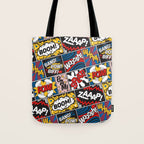 Modern Comic Book Superhero Pattern Color Colour Cartoon Lichtenstein Pop Art Tote Bag Gallery Image 1