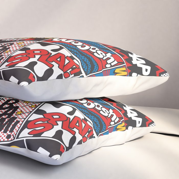 Modern Comic Book Superhero Pattern Color Colour Cartoon Lichtenstein Pop Art Pillow Sham Gallery Image 3