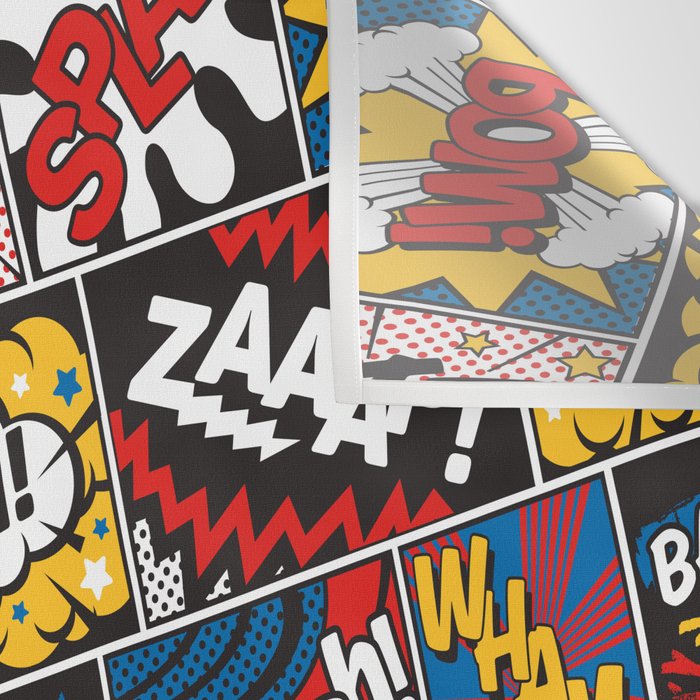 Modern Comic Book Superhero Pattern Color Colour Cartoon Lichtenstein Pop Art Wall Tapestry Gallery Image 3